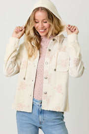 Jessamine Flower Embroidery Hoodie Corduroy Jacket