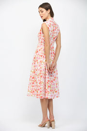 Summer Terrace Floral Print Smocked Waist Midi Dress by Fate
