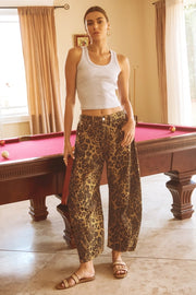 Fierce Leopard Printed Barrel Jeans