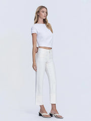 Vanilli High Rise Cuffed Straight Ankle Crop Pants