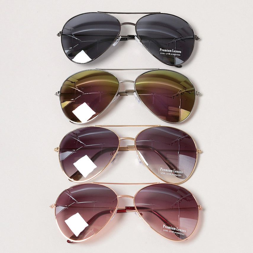 Captain Oversized Classic Lightweight Round Multicolor Tinted Lenses Aviator Sunglasses
