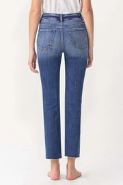 Clyde High Rise Slim Straight Raw Hem Ankle Crop Jeans