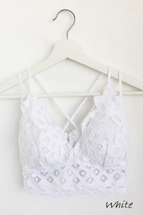 Kaci Floral Scalloped Lace Cami Bralette