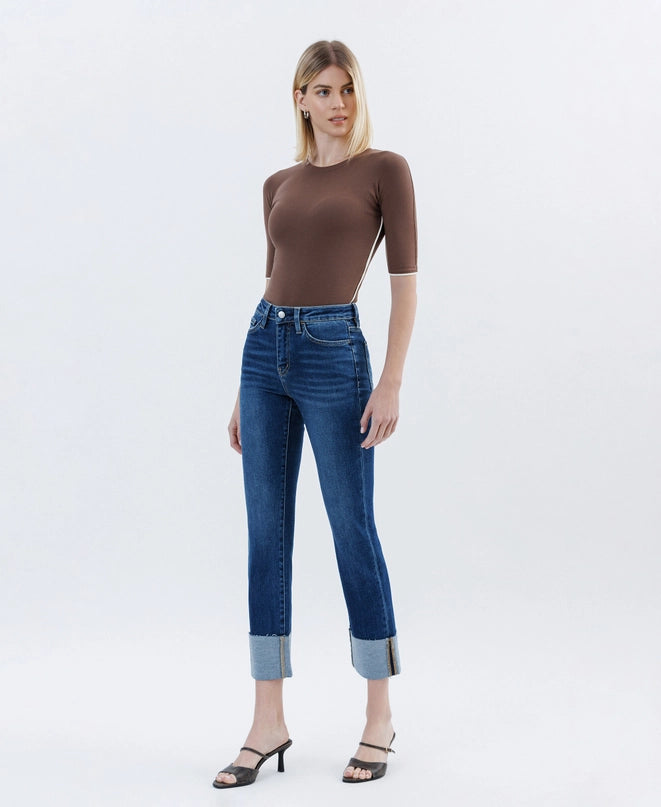 Seger High Rise Cuffed Slim Straight Ankle Crop Jeans