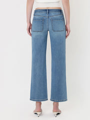 Unleaded Mid Rise Patch Pocket Cropped Slim Wide Leg Jeans
