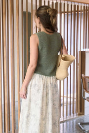 Indy V-Neck Button Front Crochet Knit Vest