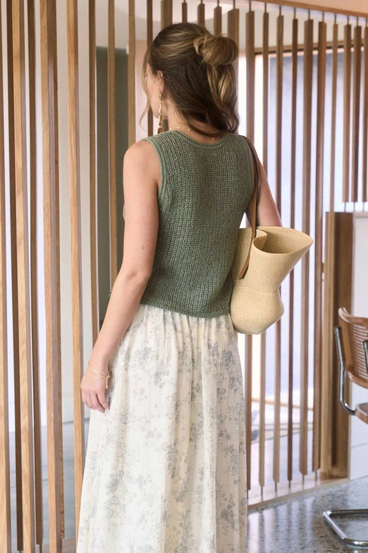 Indy V-Neck Button Front Crochet Knit Vest