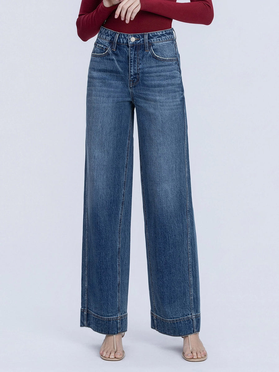Misunderstood Super High Rise Trouser Hem Baggy Wide Leg Jeans