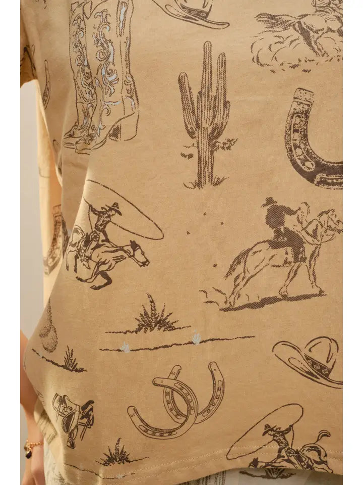Giddy Up Western Printed Graphic Tee