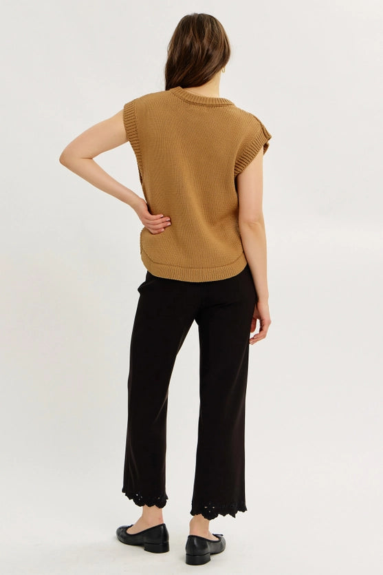 Joleigh Hi-Low Sweater Vest with Side Buttons