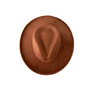 Vegan Pencil Curl Stiff Brim Fedora Hat: Mocha