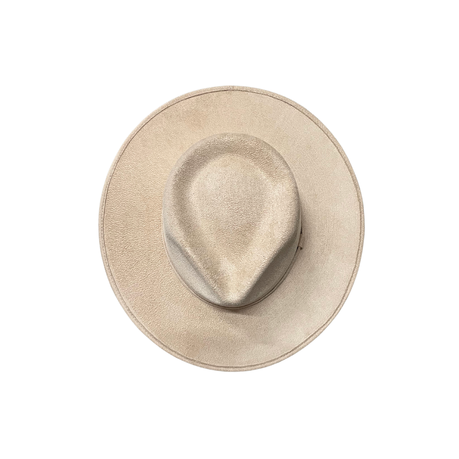 Vegan Suede Tear Drop Hat: Nude