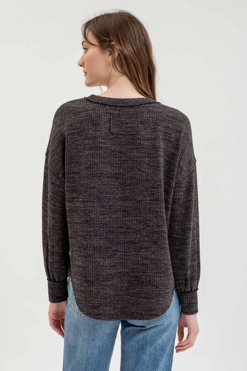 Twyla Drop Shoulder Long Sleeve Sweater Knit Top