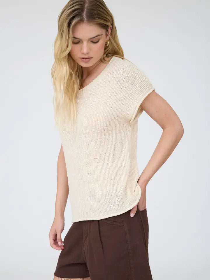 Perry Crew Neck Short Cap Sleeve Sweater