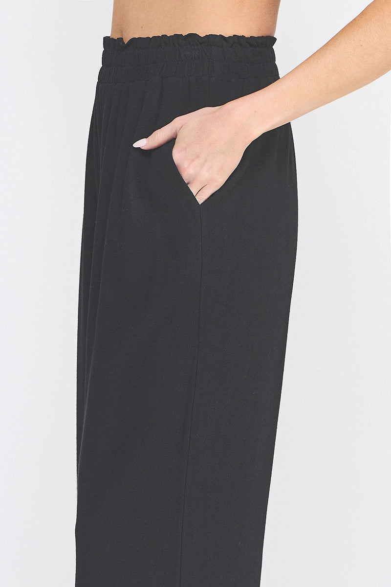 Cressy Wide Leg Tiered Hem Linen Pant