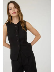Diana Split Front Long Line Button Vest Top