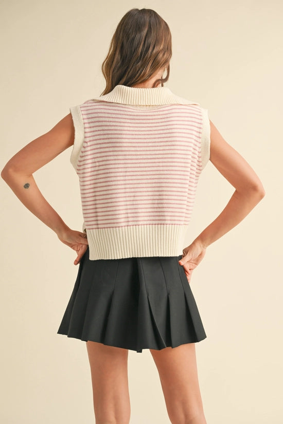 Maryann V-Neck Sleeveless Stripe Sweater