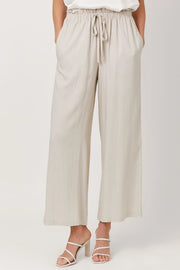 Pamela Drawstring Waist Linen Wide Leg Pants