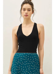 Nell V-Neck Racerback Basic Knit Tank Top
