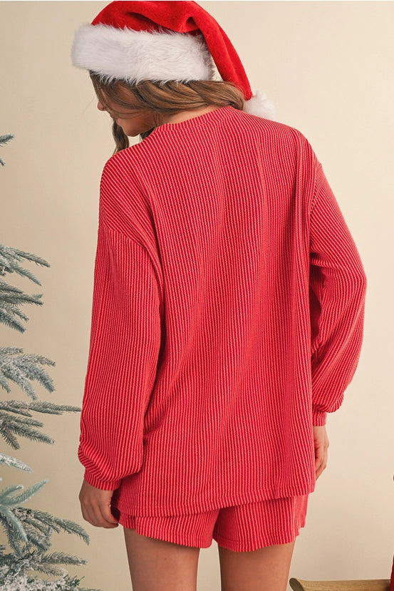 MERRY Long Sleeve Top and Shorts Set