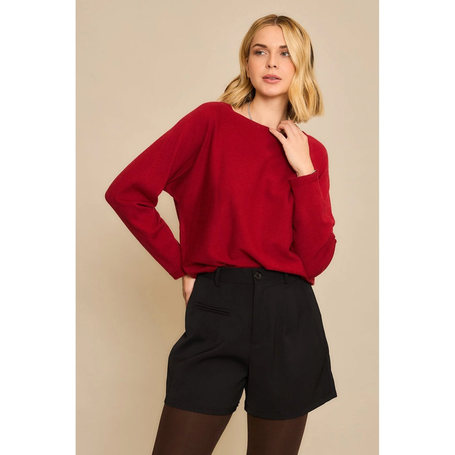 Vanderbilt Boatneck Dolman Long Sleeve Crop Sweater