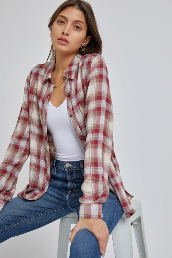 Jennifer Classic Plaid Flannel Button Up Shirt