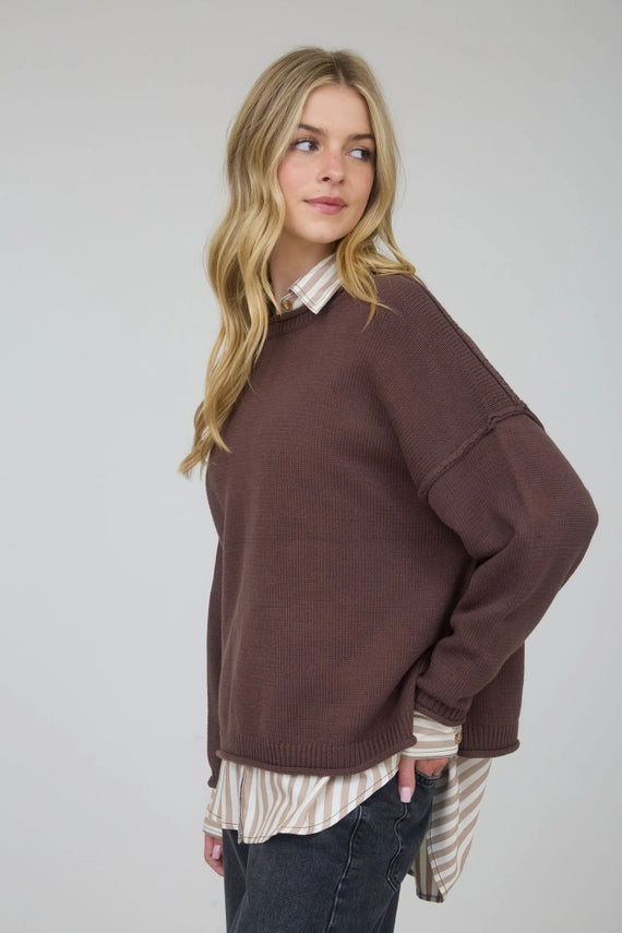 Bridgette Raw Edge Crew Neck Sweater