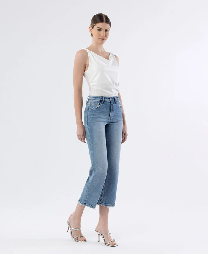 Loverboy Boyfriend Cut High Rise Slim Wide Crop Length Jean