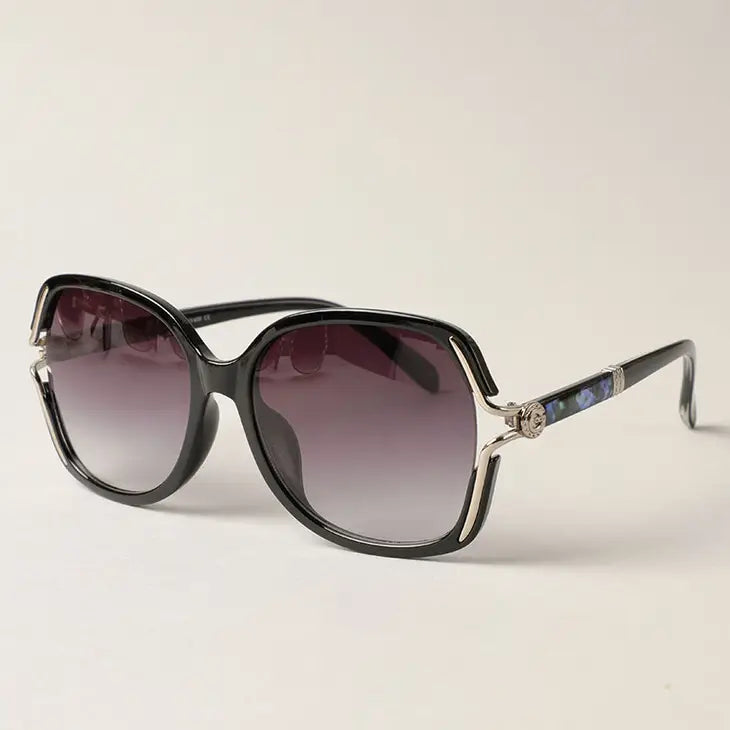 Leopard Frame Detailed Square Shape Oversized Sunglasses