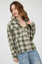 Ollie Long Sleeve Button Down Cropped Woven Shirt
