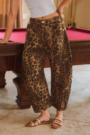 Fierce Leopard Printed Barrel Jeans