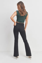 Flare Black Jean with Raw Cut Hem Detail