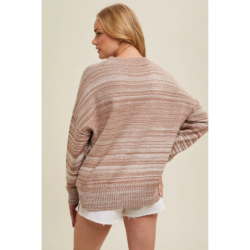 Landrie Melange Stripe Scoop Neck Sweater