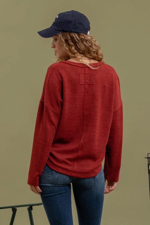 Ruby Notch V-Neck Knit Top