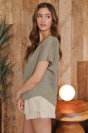 Ryanne V-Neck Short Sleeve Sweater Knit Top