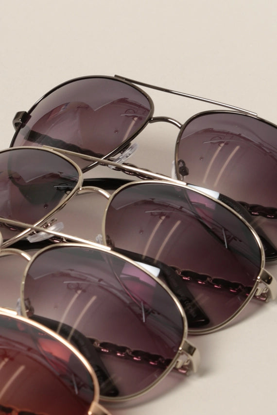 Cougar Classic Aviator Sunglasses with Mini Chain Detail