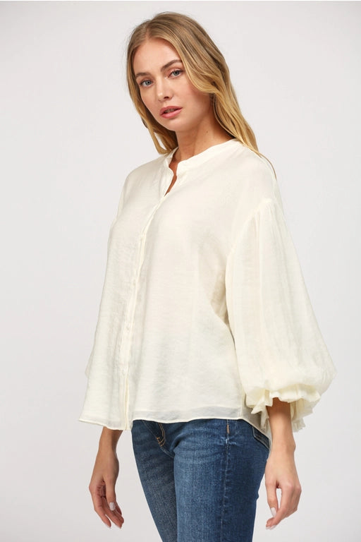 Elodie Puff Sleeve Button Down Shirt Blouse