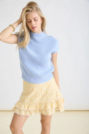 Tricia Mock Neck Short Sleeve Sweater Top