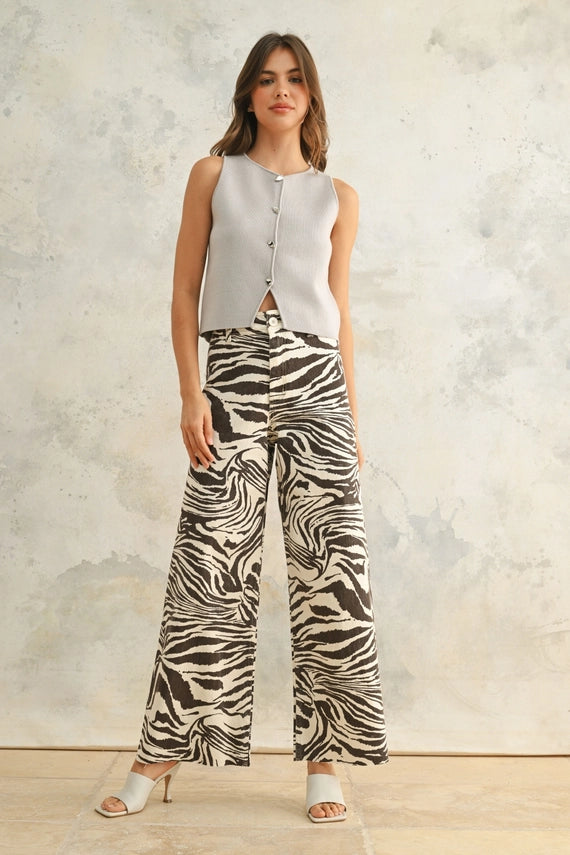 Zeb Zebra Print Wide Leg Pant