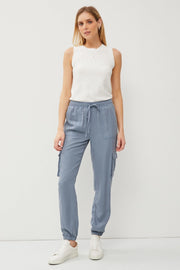 Maude Classic Tencel Drawstring/Elastic Cargo Jogger Pants