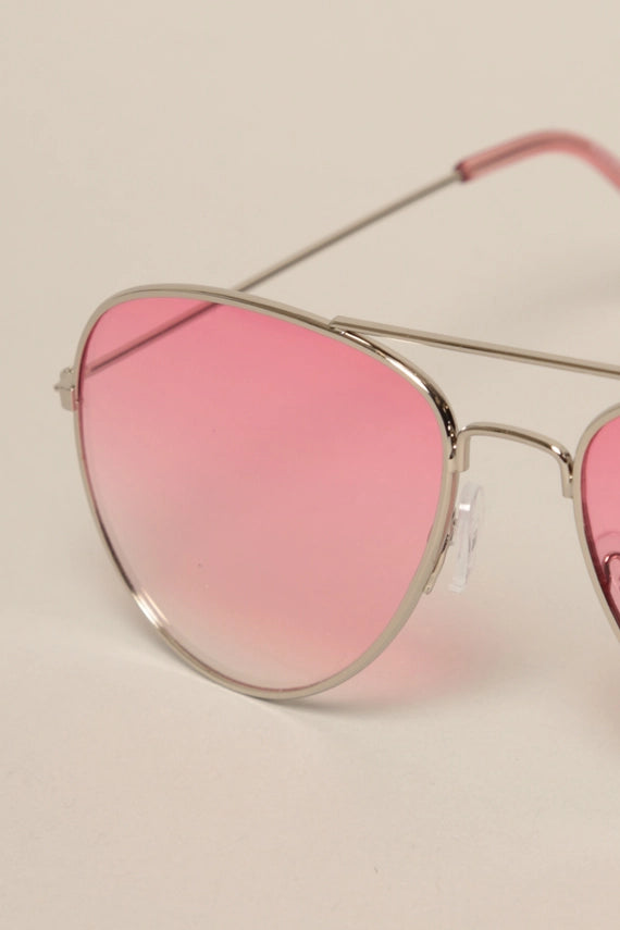 Jetstream Classic Lightweight Round Colored Lenses Aviator Sunglasses