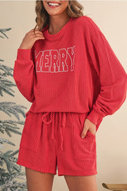 MERRY Long Sleeve Top and Shorts Set