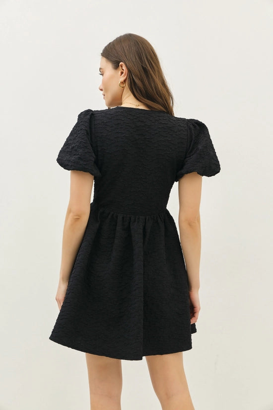 Belladonna Bubble Textured Bow-Tie Front Mini Dress