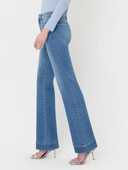 Let's Go Girl High Rise Trouser Hem Relaxed Flare Jeans
