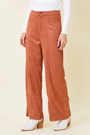 Genevieve High Rise Straight Leg Suede Pant