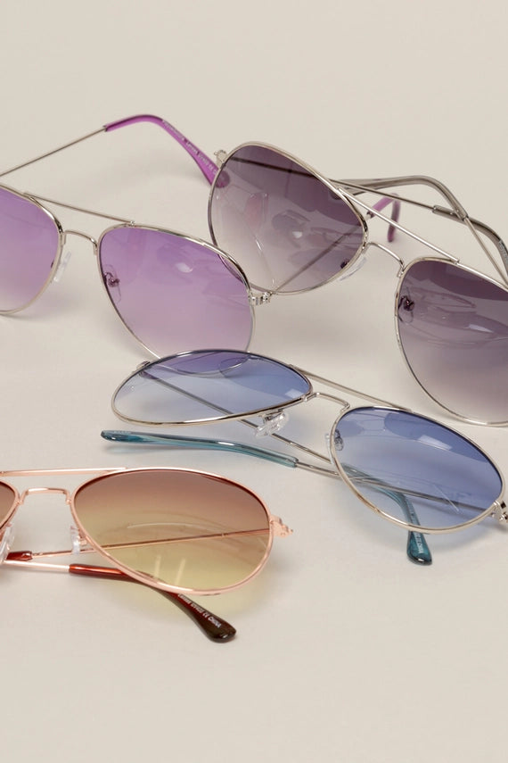 Jetstream Classic Lightweight Round Colored Lenses Aviator Sunglasses