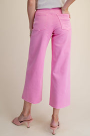Bristol Button Fly Colored Denim Wide Leg Crop Pant Jeans