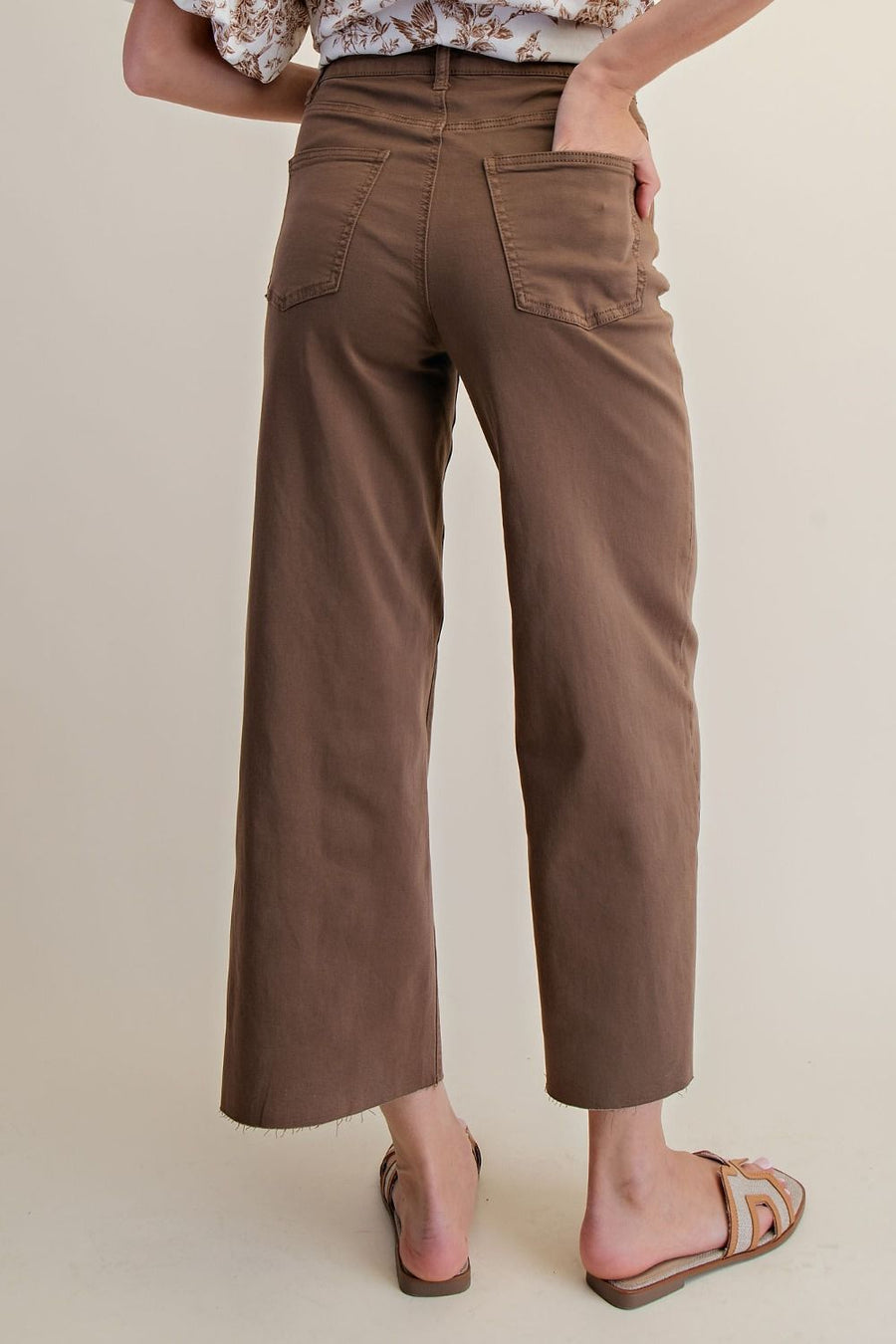 Bristol Button Fly Colored Denim Wide Leg Crop Pant Jeans
