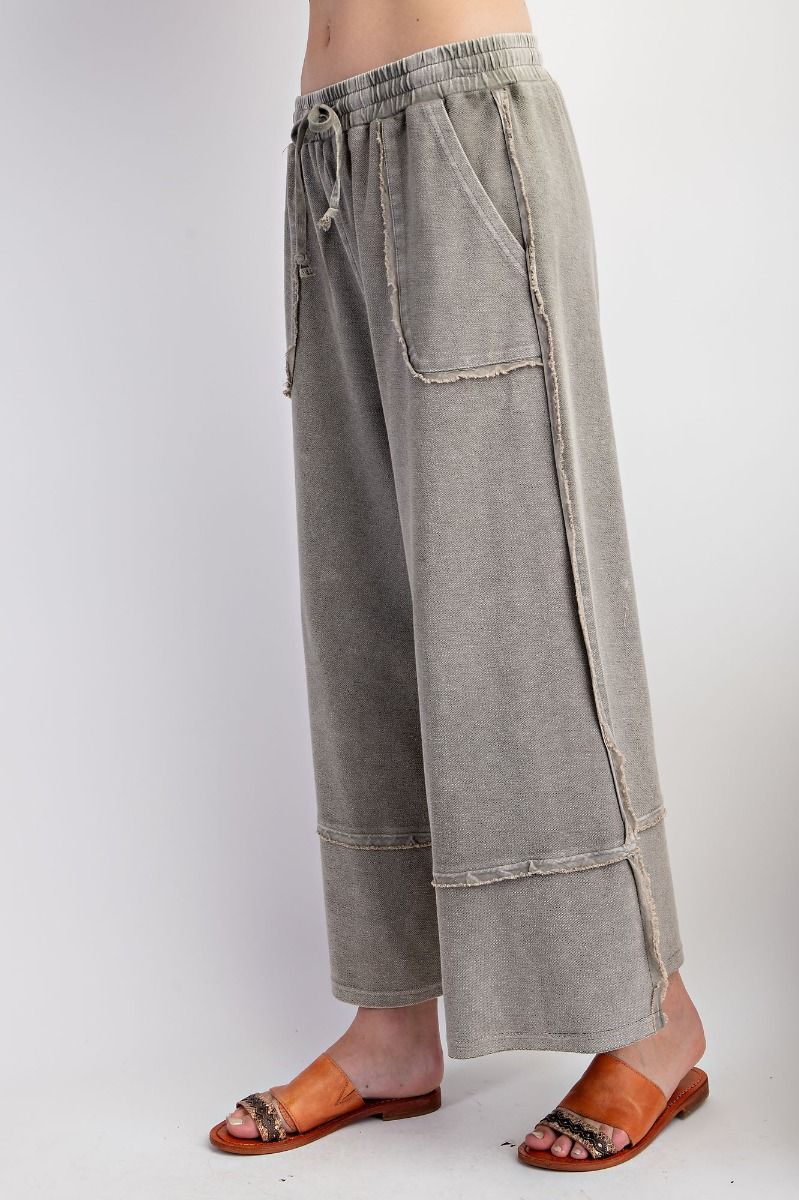 Erin Mineral Washed Terry Knit Palazzo Pants