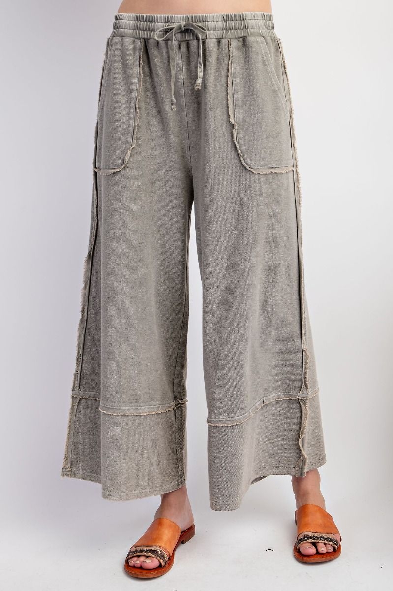 Erin Mineral Washed Terry Knit Palazzo Pants